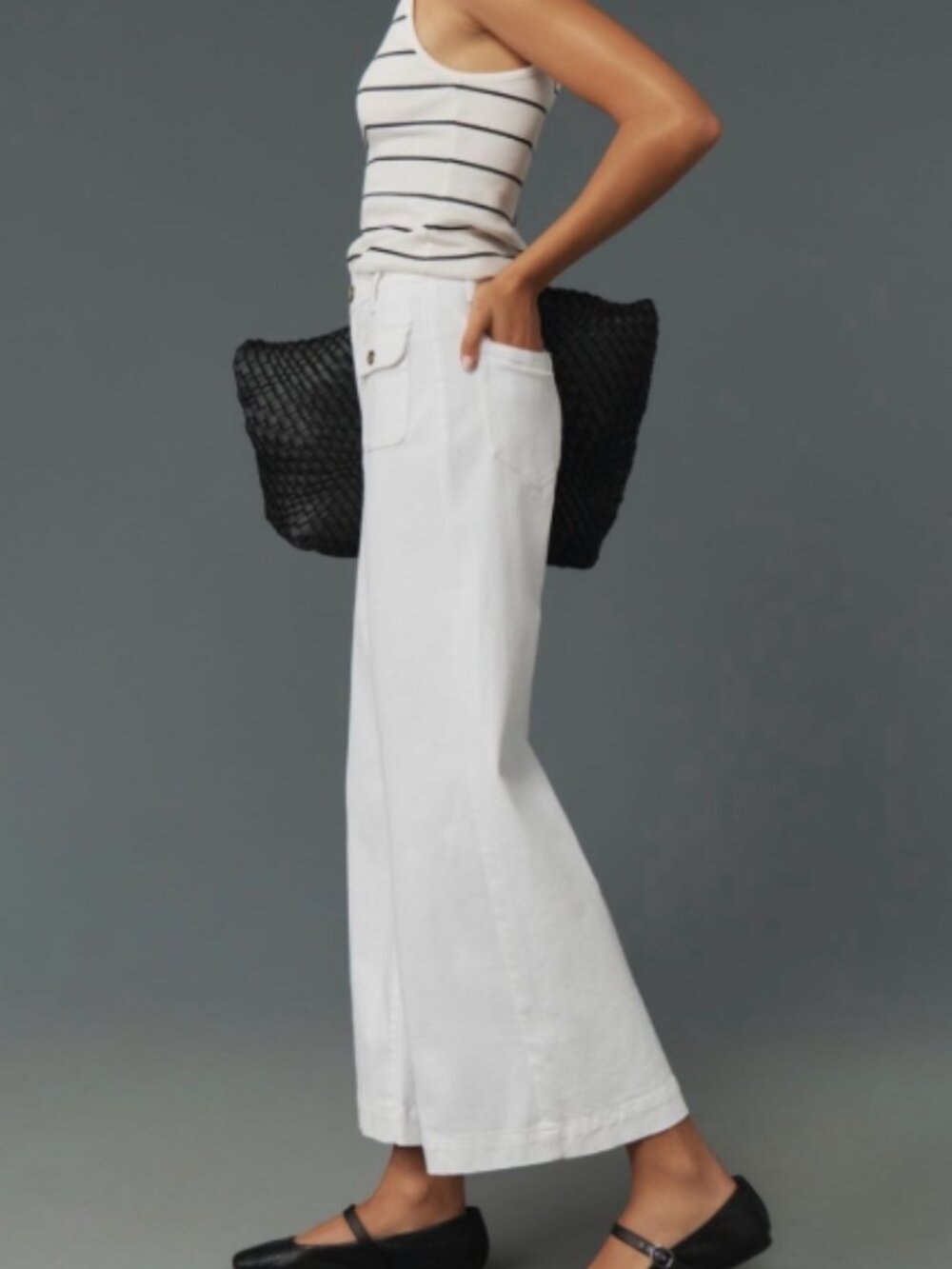 PAIGE Harper Ankle Pants With Patch Pockets White Size 28 - Picture 3 of 9